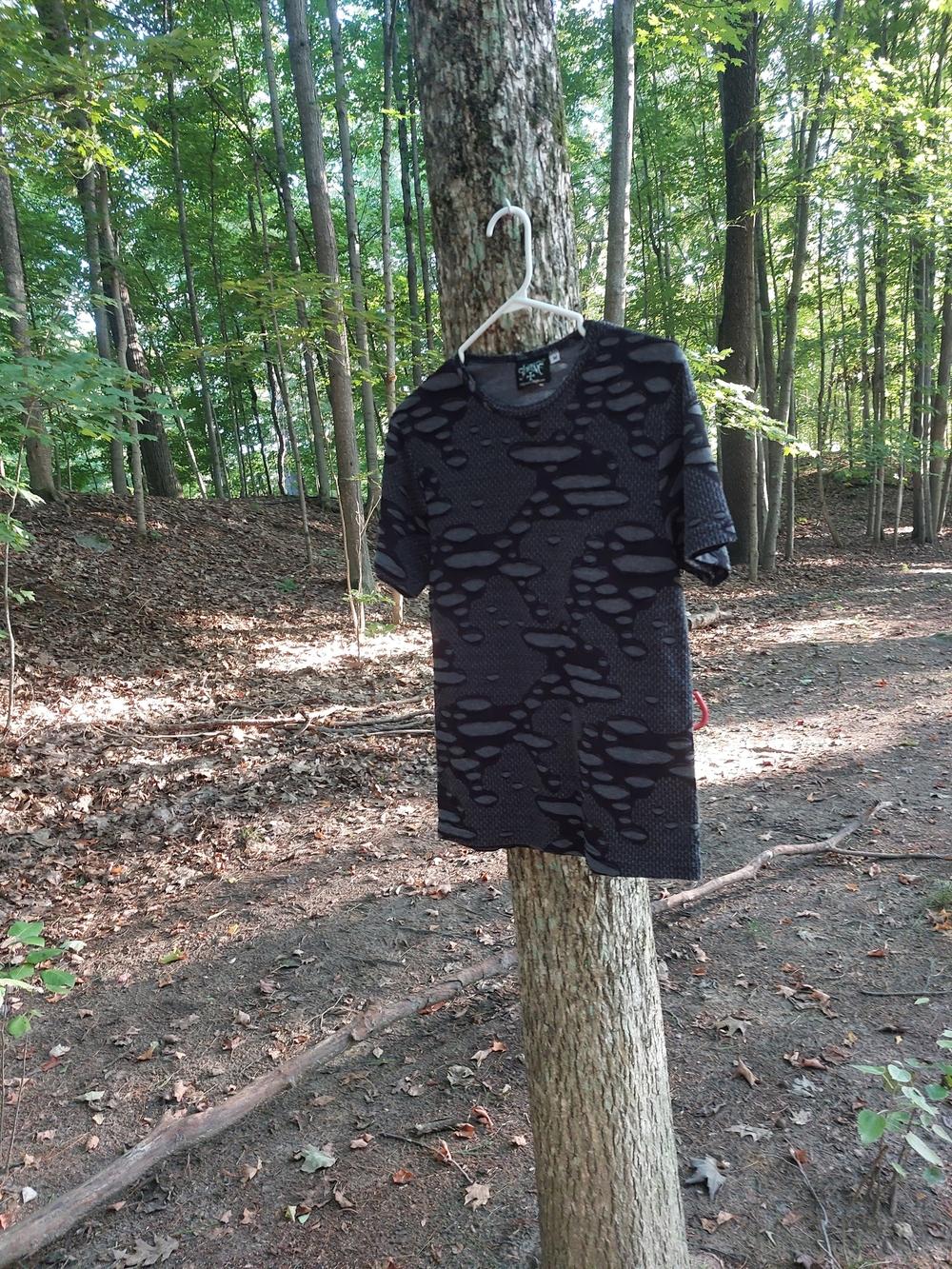Black Patterned Women's Short Sleeve Top